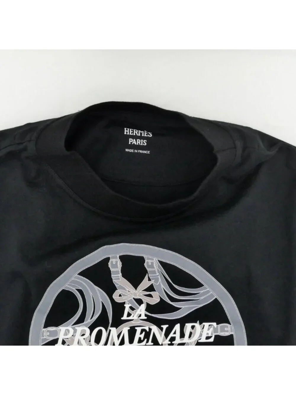 Hermes T-Shirt la Promenade du Matin 36 Black Top Short Sleeve - Picture 3 of 10